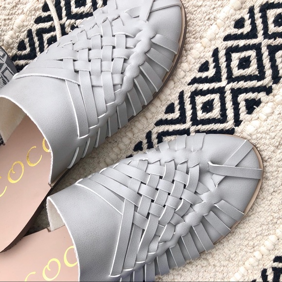 New! “Faye” Huarache Sandal Flats in Light Grey - Picture 6 of 12